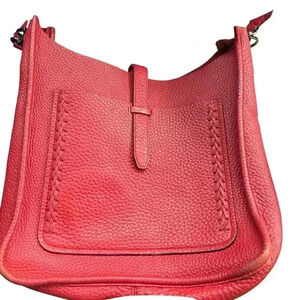 Rebecca Minkoff red pebbled 100% leather whipstitch purse